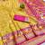 Gold zari woven banarasi silk blend saree with blouse piece