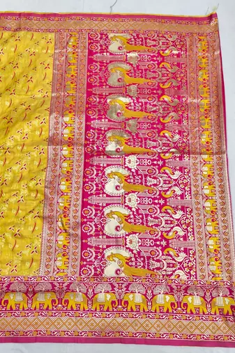 Gold zari woven silk blend saree with blouse piece