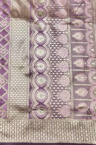 Purple zari woven silk blend saree with blouse piece