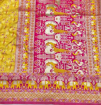 Gold zari woven silk blend saree with blouse piece 5