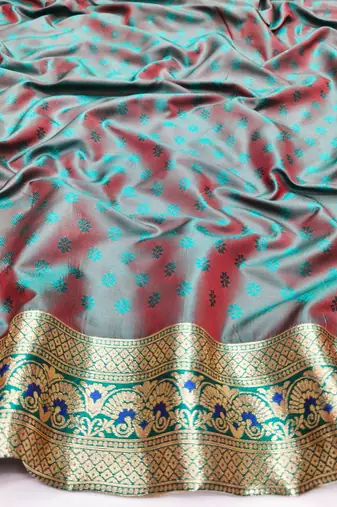 Purple zari woven silk blend saree with blouse piece