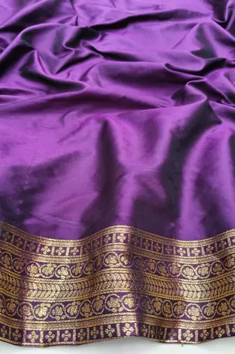 Wine zari woven paithani silk blend saree with blouse piece