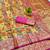 Gold zari woven patola silk blend traditional saree with blouse piece