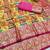 Gold zari woven patola silk blend traditional saree with blouse piece