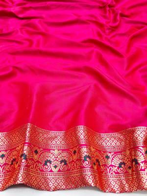 Tael green zari woven silk blend saree with blouse piece 4