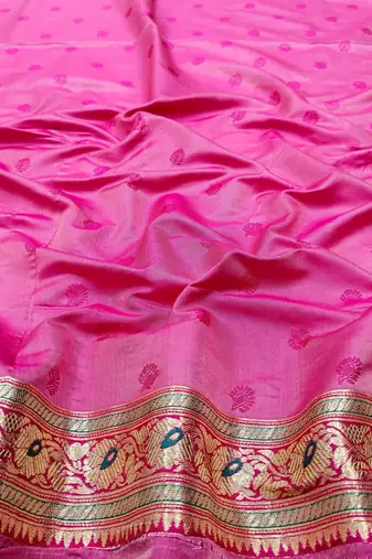 Blue zari woven silk blend saree with blouse piece