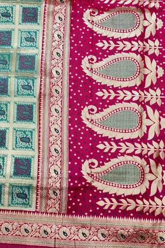 Blue zari woven silk blend saree with blouse piece