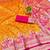Mustard zari woven banarasi silk blend saree with blouse piece