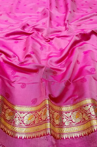 Yellow zari woven silk blend saree with blouse piece