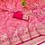 Pink zari woven banarasi silk blend saree with blouse piece