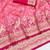 Pink zari woven banarasi silk blend saree with blouse piece