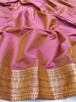 Multicolor Pista zari woven paithani silk blend saree with blouse piece 4