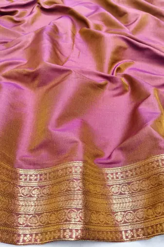 Multicolor Pista zari woven paithani silk blend saree with blouse piece