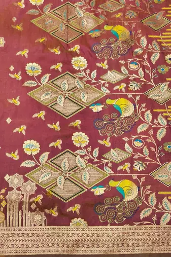 Multicolor Pista zari woven paithani silk blend saree with blouse piece
