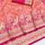Peach zari woven banarasi silk blend saree with blouse piece