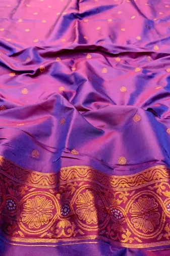 Blue zari woven silk blend saree with blouse piece