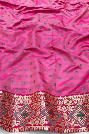 Blue zari woven silk blend saree with blouse piece