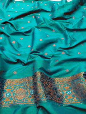 Purple zari woven silk blend saree with blouse piece 4
