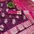 Wine zari woven banarasi silk blend saree with blouse piece