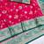 Rani pink zari woven banarasi silk blend saree with blouse piece