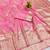 Pink zari woven banarasi silk blend saree with blouse piece