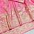 Pink zari woven banarasi silk blend saree with blouse piece