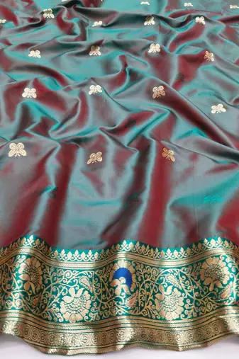 Purple zari woven silk blend saree with blouse piece