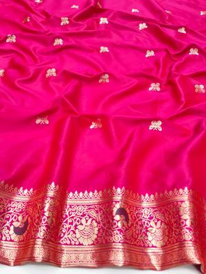 Lavender zari woven silk blend saree with blouse piece 4