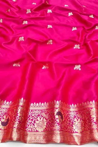 Lavender zari woven silk blend saree with blouse piece