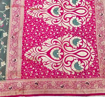 Lavender zari woven silk blend saree with blouse piece 5