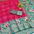 Pink zari woven banarasi silk blend saree with blouse piece