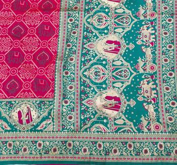 Pink zari woven silk blend saree with blouse piece 5