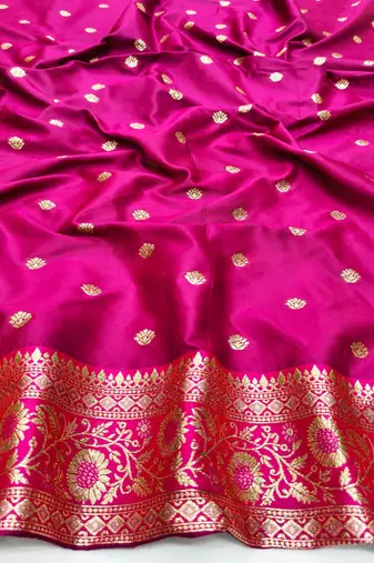 Mauve zari woven silk blend saree with blouse piece