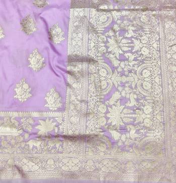 Blue zari woven silk blend saree with blouse piece 5
