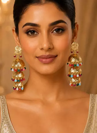 Triple Layer Punjabi Style Jhumkas