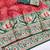 Red zari woven banarasi silk blend saree with blouse piece
