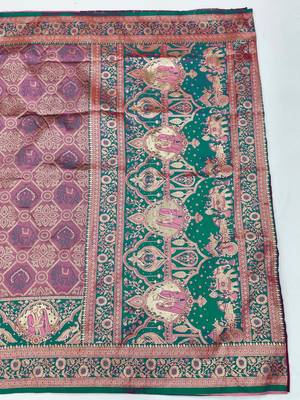 Purple zari woven silk blend saree with blouse piece 2