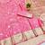Pink zari woven banarasi silk blend saree with blouse piece
