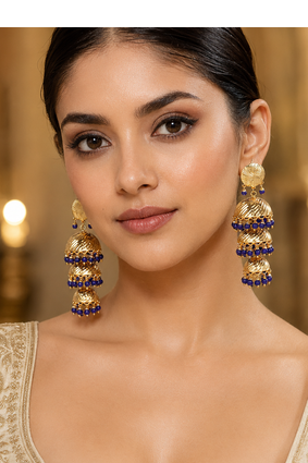 Gold tone three stage jhumkas 3
