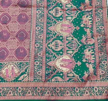 Purple zari woven silk blend saree with blouse piece 5