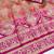 Peach zari woven banarasi silk blend saree with blouse piece