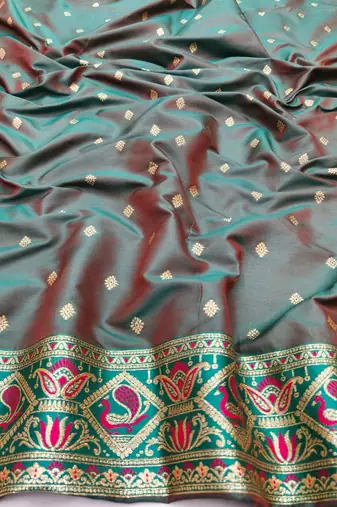 Pink zari woven silk blend saree with blouse piece