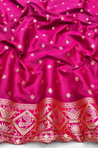 Purple zari woven silk blend saree with blouse piece