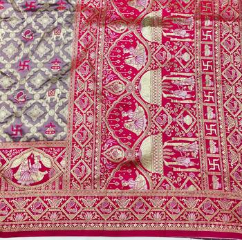 Purple zari woven silk blend saree with blouse piece 5