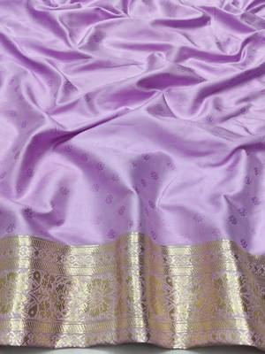 Blue zari woven silk blend saree with blouse piece 4