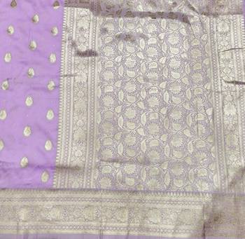 Blue zari woven silk blend saree with blouse piece 5