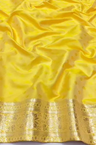 Gold zari woven silk blend saree with blouse piece