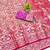 Peach zari woven banarasi silk blend saree with blouse piece