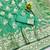 Green zari woven banarasi silk blend saree with blouse piece