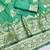 Green zari woven banarasi silk blend saree with blouse piece